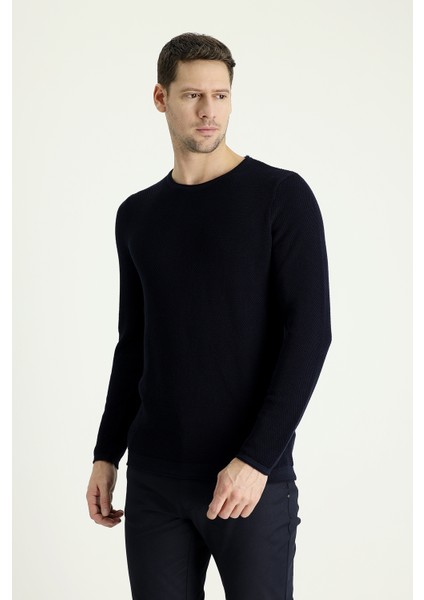 Bisiklet Yaka Slim Fit Dar Kesim Desenli Pamuklu Triko Kazak fiyatları