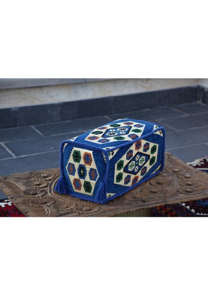 Şark Köşesi Takımı Kol Dayama Minderi Yörük Mavi Modeli (22 x 22 x 50 cm )