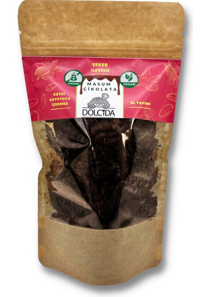 Şekersiz Bitter Kuvertür Çikolata (Vegan-Glütensiz-250 Gr)
