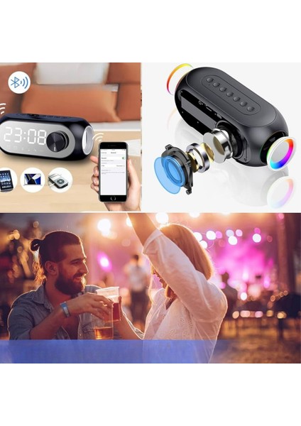 Hediyelik Alarmlı Bluetooth Dijital Masa Saati Fm Radyo + Tf Kart + Aux + Saat Süper Bass Hoparlör Şarjlı indirimleri