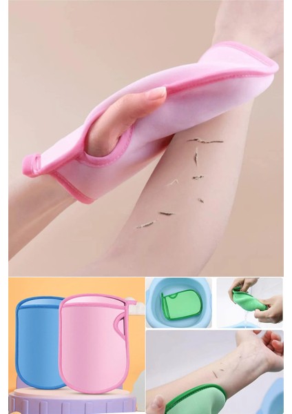 Ele Geçmeli Ölü Deri Sökücü Kese Yumuşak Kir Sökücü Lif Banyo Kesesi Banyo Eldiveni Mavi Renk