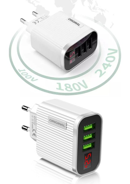 A9 Led Göstergeli Şarj Adaptörü -3 Port