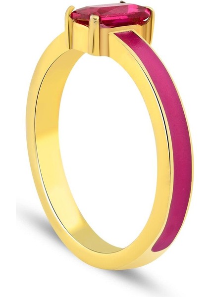 Pink Zirconia Taşlı Baget Kesim Taşlı Mineli Yüzük fiyatları