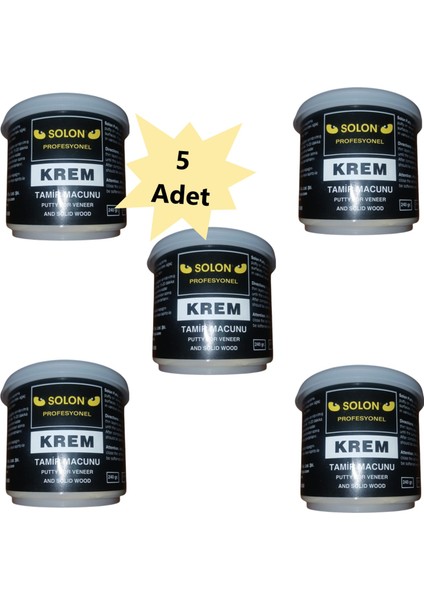 5 Adet Çok Amaçlı Ahşap Parke Masa Sehpa Çizik Çok Amaçlı Tamir Dolgu Macunu Krem 240 gr