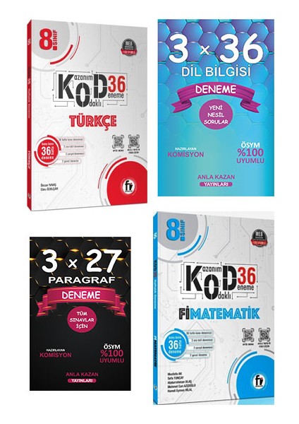 8. Sınıf Türkçe - Matematik Kod 36 Deneme - Anla Kazan Paragraf – Dil Bilgisi Denemeleri