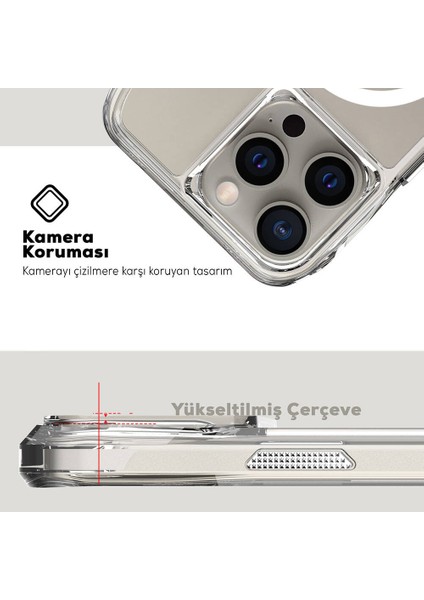 iPhone 16 Pro Max Kılıf Magsafe Şarj Özellikli Airbagli Şeffaf Incek Kapak