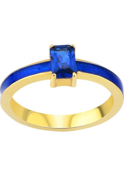 Safir Zirconia Taşlı Baget Kesim Mineli Yüzük