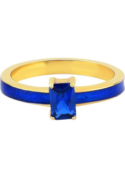 Safir Zirconia Taşlı Baget Kesim Mineli Yüzük