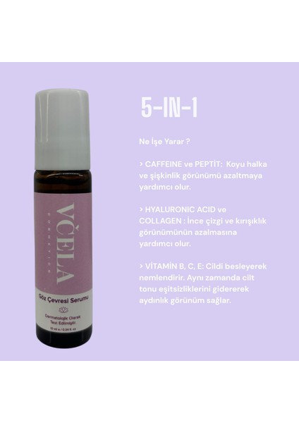 Multi Fonksiyonel Göz Çevresi Serum 5-İn-1 Konsantre Vegan Doğal İçerikli Roll-On