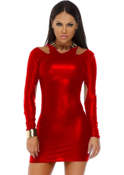 B101201 Uzun Kollu Açık Mini Elbise modelleri