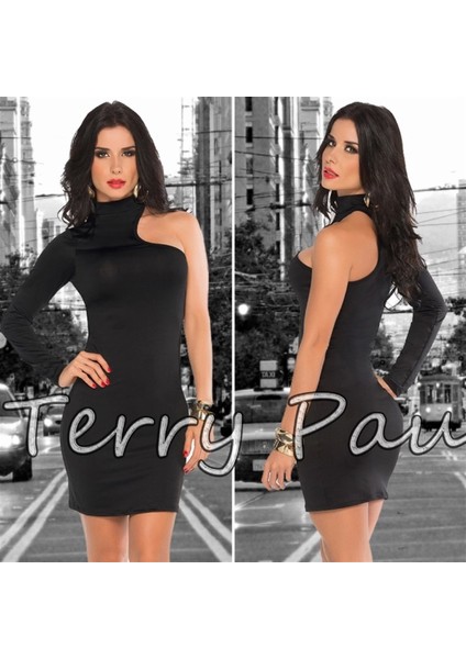 B101061 Asimetrik Mini Elbise