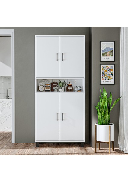 Como 6 Gözlü 4 Kapaklı Çok Amaçlı Dolap Ayakkabılık Kiler Dolabı 90 cm