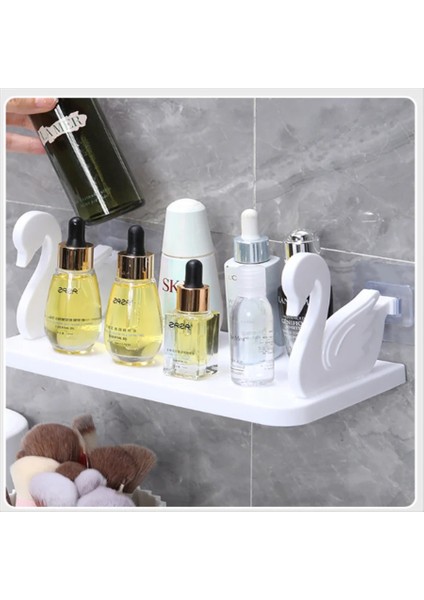 Kuğu Motifli Banyo Mutfak Ofis Baharat Rafı Kendinden Yapışkanlı Kuğu Rafı Beyaz fiyatları