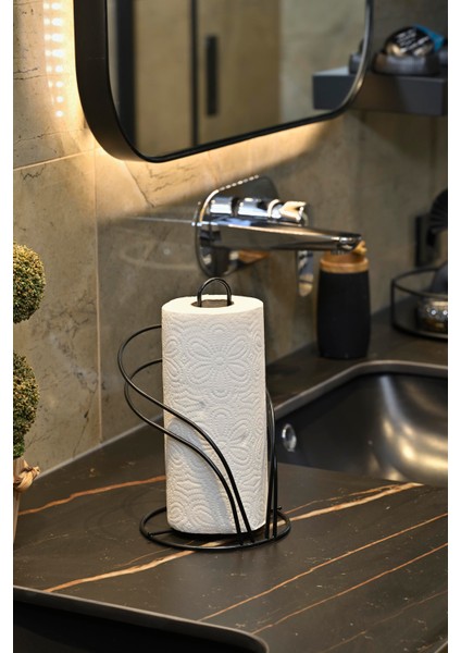 Mat Siyah Kuğu Kağıt Rulo Havluluk, Peçetelik Mutfak Banyo Çocuk Yatak Odası Aksesuar - Metal Paslanmaz
