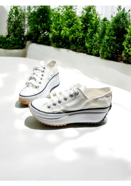Günlük Kalın Düz Kaydırmaz Taban Bağcıklı Sneaker Spor Ayakkabı