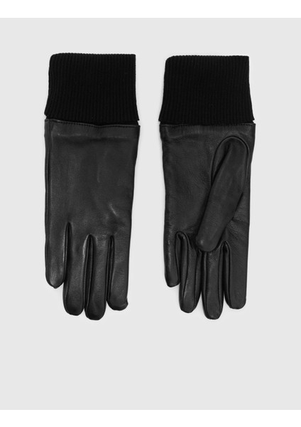 Michiri Deri Siyah Kadın Eldiven modelleri