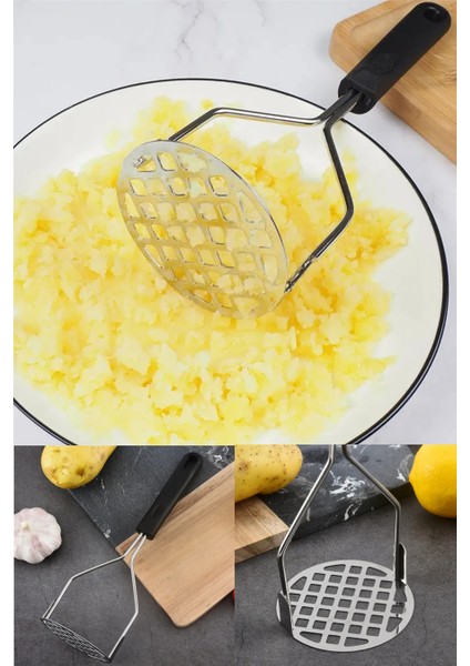 Pratik 24 cm Lüks Paslanmaz Metal Patates Ezici Patates Ezici Püre Yapıcı