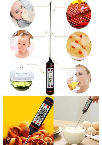 Gıda Termometresi Et Su Süt Sıcaklık Ölçer Yiyecek Sıvı Gıda Isı Ölçüm Termometresi