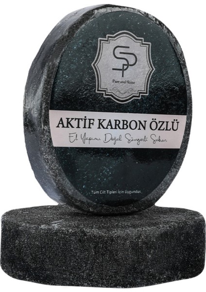 AKTİF KARBON ÖZLÜ EL YAPIMI DOĞAL SÜNGERLİ SABUN