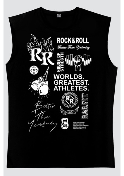 Rock Sports Siyah Erkek Kesik Kol / Kolsuz T-Shirt