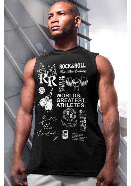 Rock Sports Siyah Erkek Kesik Kol / Kolsuz T-Shirt fiyatları