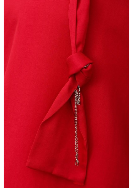 Kırmızı-Yakası Düğümlü Zincirli Uzun Tunik indirimleri