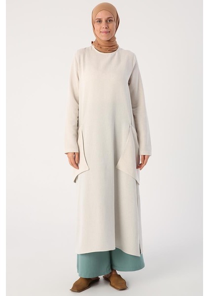 Taş-Yanları Cepli Salaş Keten Tunik