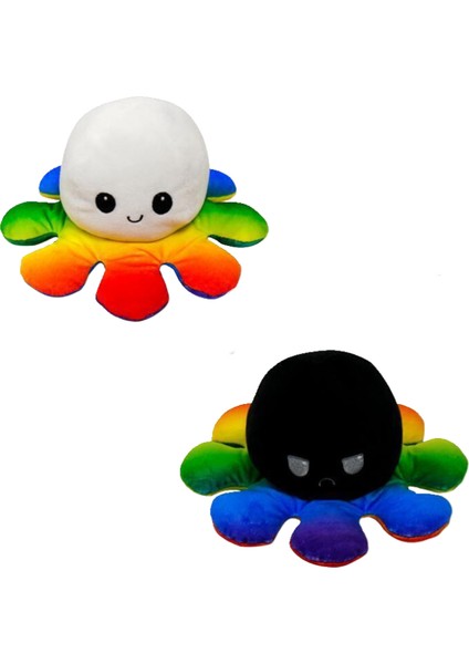 Çift Taraflı Açılır Kapanır Renk Değiştiren Ahtapot Peluş Oyuncak 20CM (Yurt Dışından)