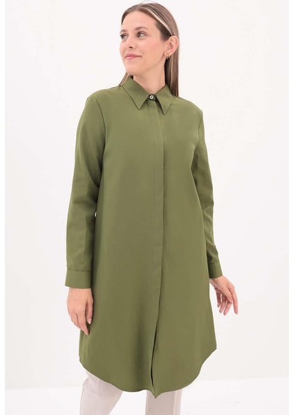 Haki-Gizli Patlı Gömlek Tunik