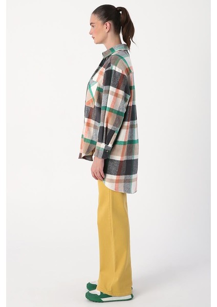 Gri-Ekru-Rahat Kalıp Gömlek Tunik modelleri