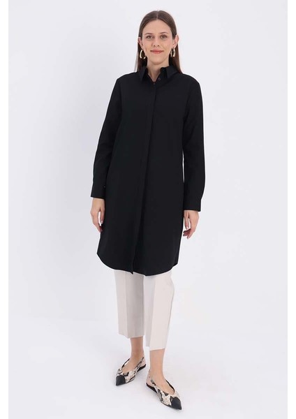 Siyah-Gizli Patlı Gömlek Tunik fiyatları