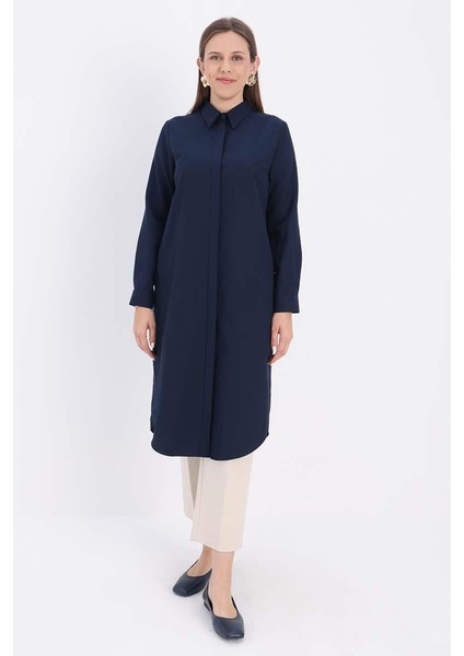 Lacivert-Gizli Patlı Uzun Gömlek fiyatları