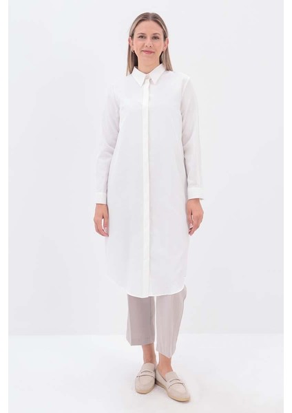 Beyaz-Gizli Patlı Gömlek Tunik fiyatları