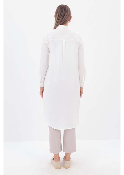 Beyaz-Gizli Patlı Gömlek Tunik fırsatları