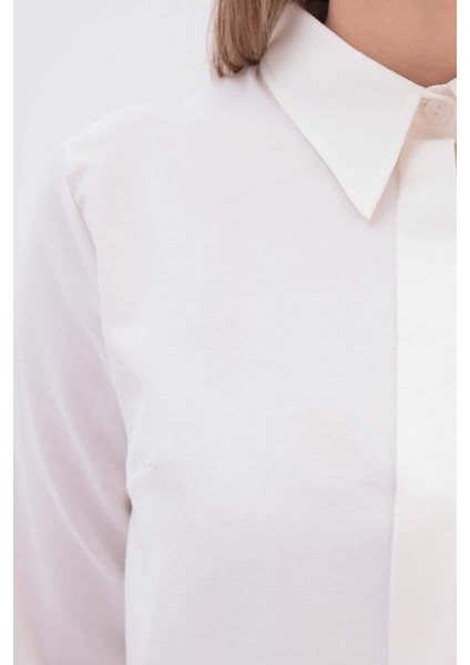 Beyaz-Gizli Patlı Gömlek Tunik indirimleri