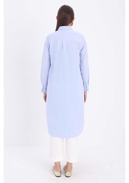 Mavi-Gizli Patlı Uzun Gömlek fırsatları