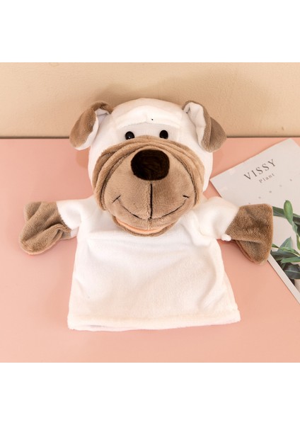 Beyaz Shar Pei Köpek Rol Yapma Çocuk Yatıştırıcı El Kuklası Peluş Oyuncak 25CM (Yurt Dışından)