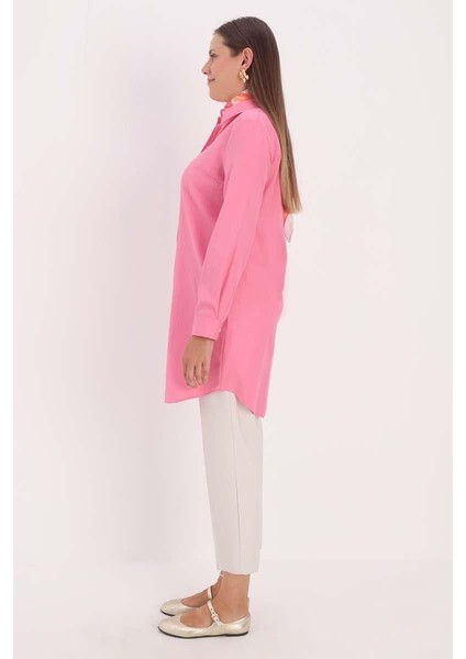 Pembe-Gizli Patlı Gömlek Tunik modelleri