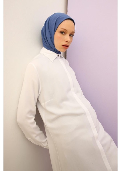 Beyaz-Gizli Patlı Gömlek Tunik