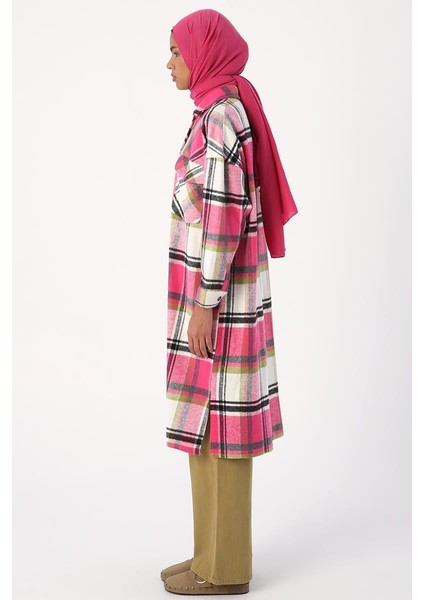 Pembe-Ekru-Oduncu Ekoseli Gömlek Tunik modelleri