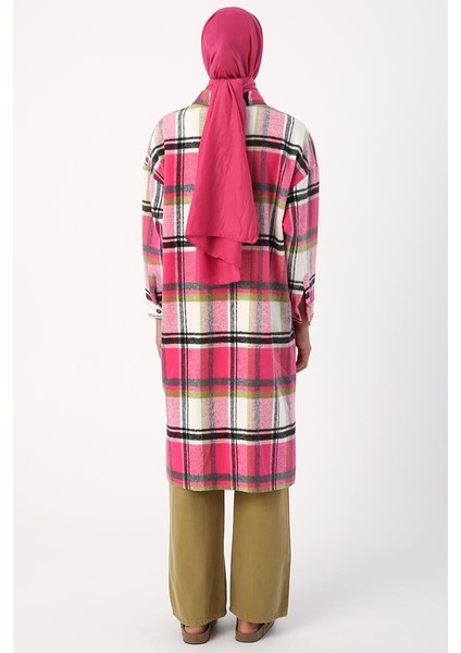 Pembe-Ekru-Oduncu Ekoseli Gömlek Tunik fırsatları
