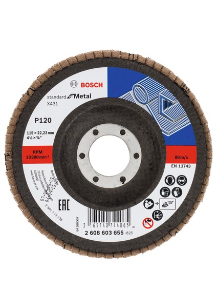 - 115 mm 120 Kum Standard Seri Metal Için X431 Alüminyumoksit Flap Zımpara Diski