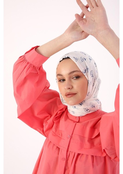 Pembe-Hakim Yaka Pileli Pamuklu Tunik