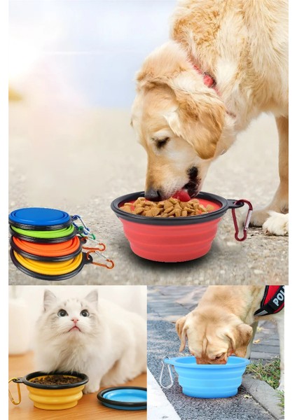 Katlanabilir Seyahat Silikon Köpek Mama Kabı Kedi ve Köpek Için Katlanabilir Mama Su Kabı