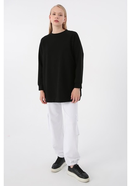 Siyah-Bisiklet Yaka Reglan Kol Sweatshirt indirimleri