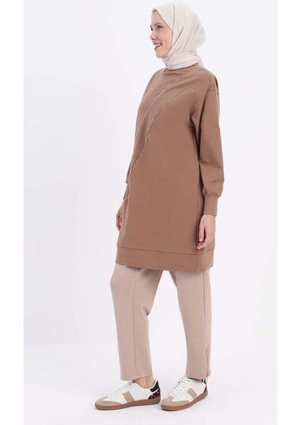 Vizon-Süs Fermuarlı Sweat Tunik