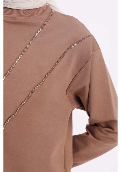 Vizon-Süs Fermuarlı Sweat Tunik