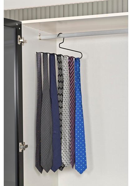 Mat Siyah 5'li Dolap Içi Zigzag Askı, Pantolon, Şal, Eşarp, Kemer Düzenleyici Askı - Metal Paslanmaz fiyatları