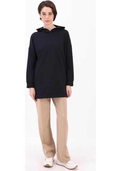 Lacivert-Kapüşonlu Sweat Tunik fiyatları