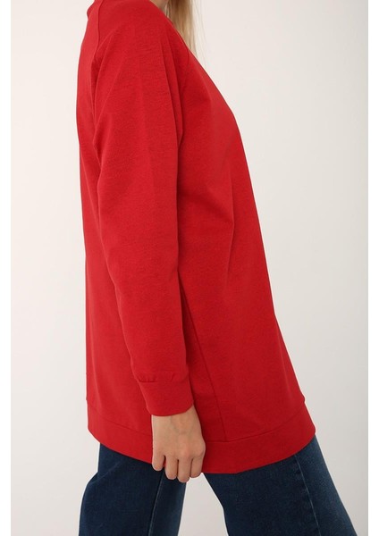 Kırmızı-Reglan Kol Sweat